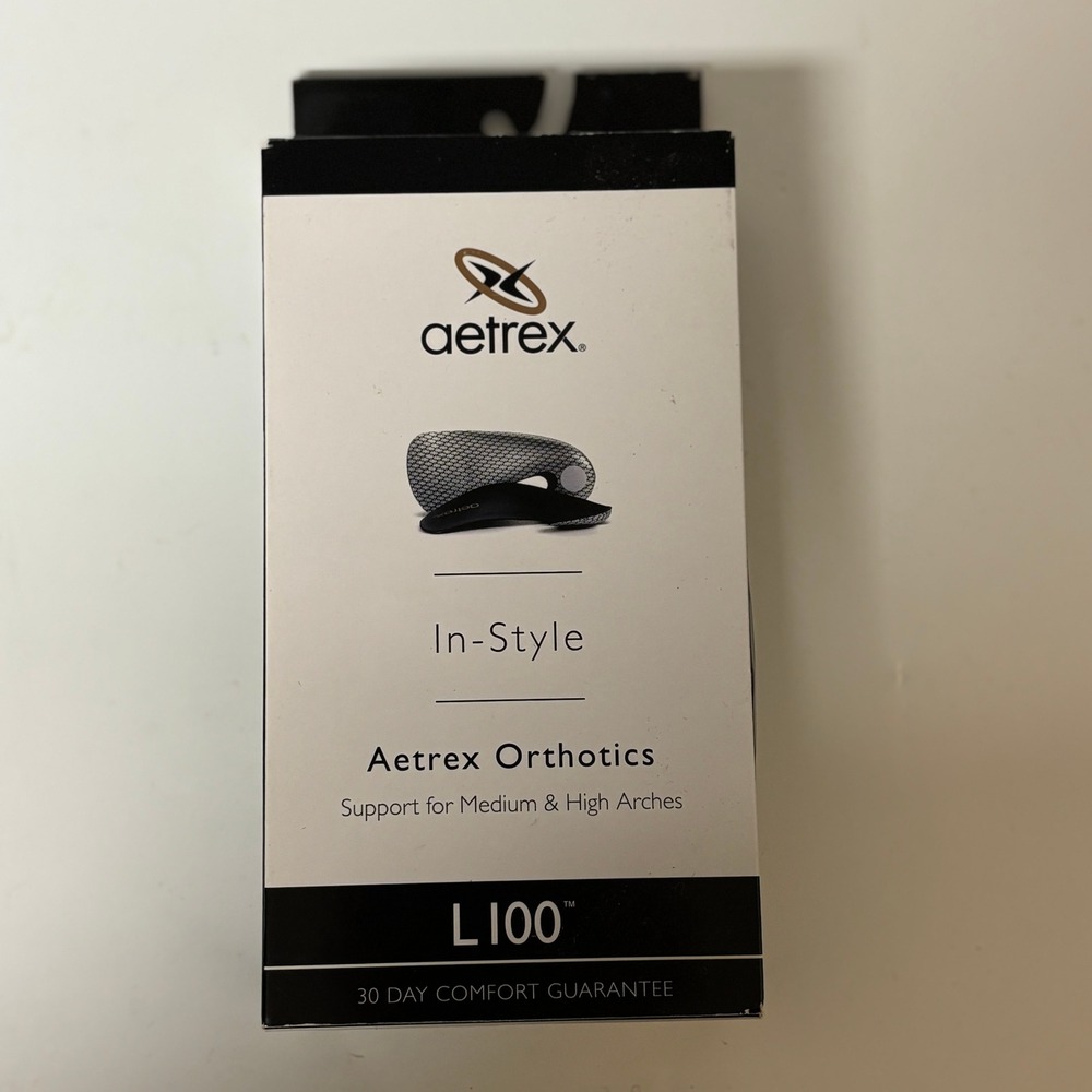 Aetrex L100 In-Style Orthotics Mens 8 Medium High Arch Support Cobra Lynco Black